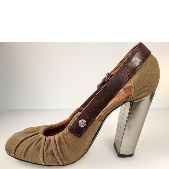 Dries Van Noten Italy Heels Military Style Heels Green Kaki Brown US 5 - Picture 5 of 9